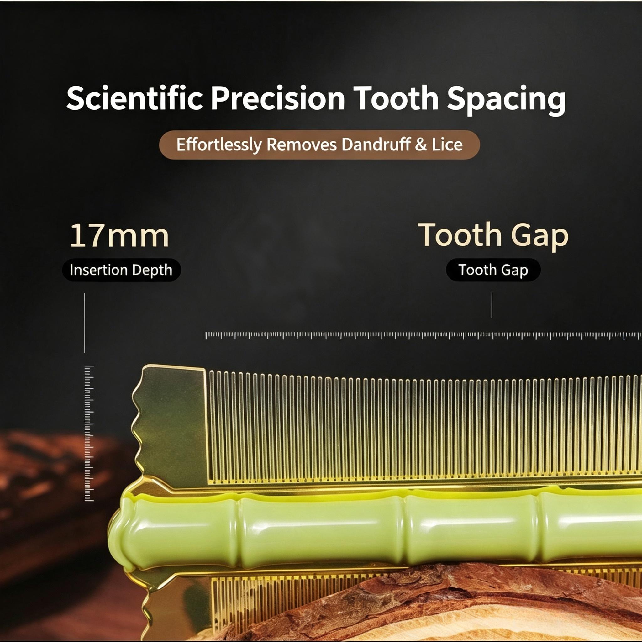 Fine Tooth Lice Comb, Double Sided Nit Removal Comb with Bamboo Handle, Scalp Cleaning Comb for Adults & Kids-YY2