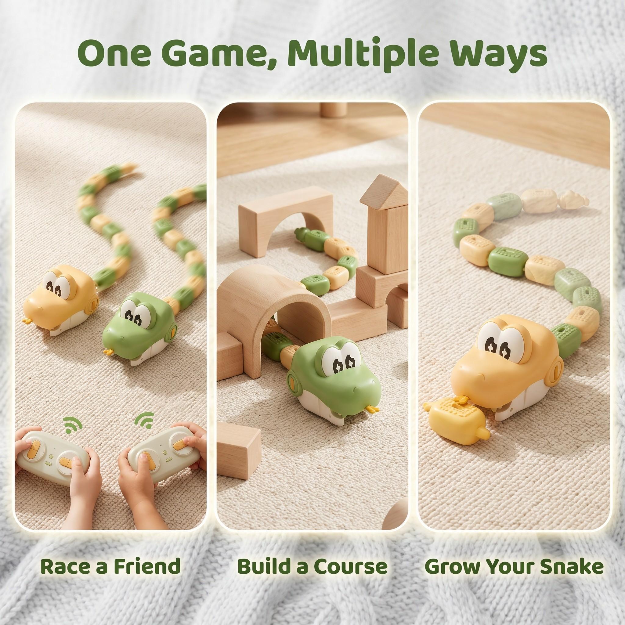 Double Remote Control Magnetic Snake Electric Toy, Magnetic Segment ...