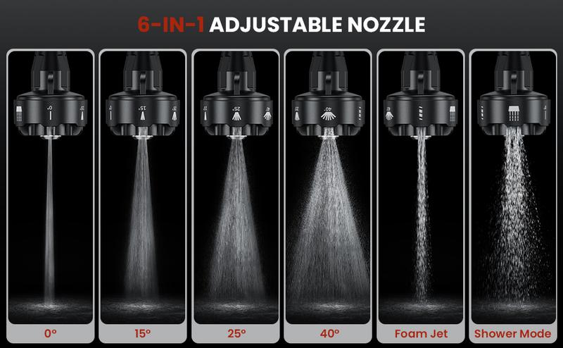 NEXPOW 1000PSI Cordless Pressure Washer, 2.4GPM Portable Power Washer with 6-in-1 Adjustable Nozzle, Power Cleaner with 32.8ft Hose for Cars/Patios