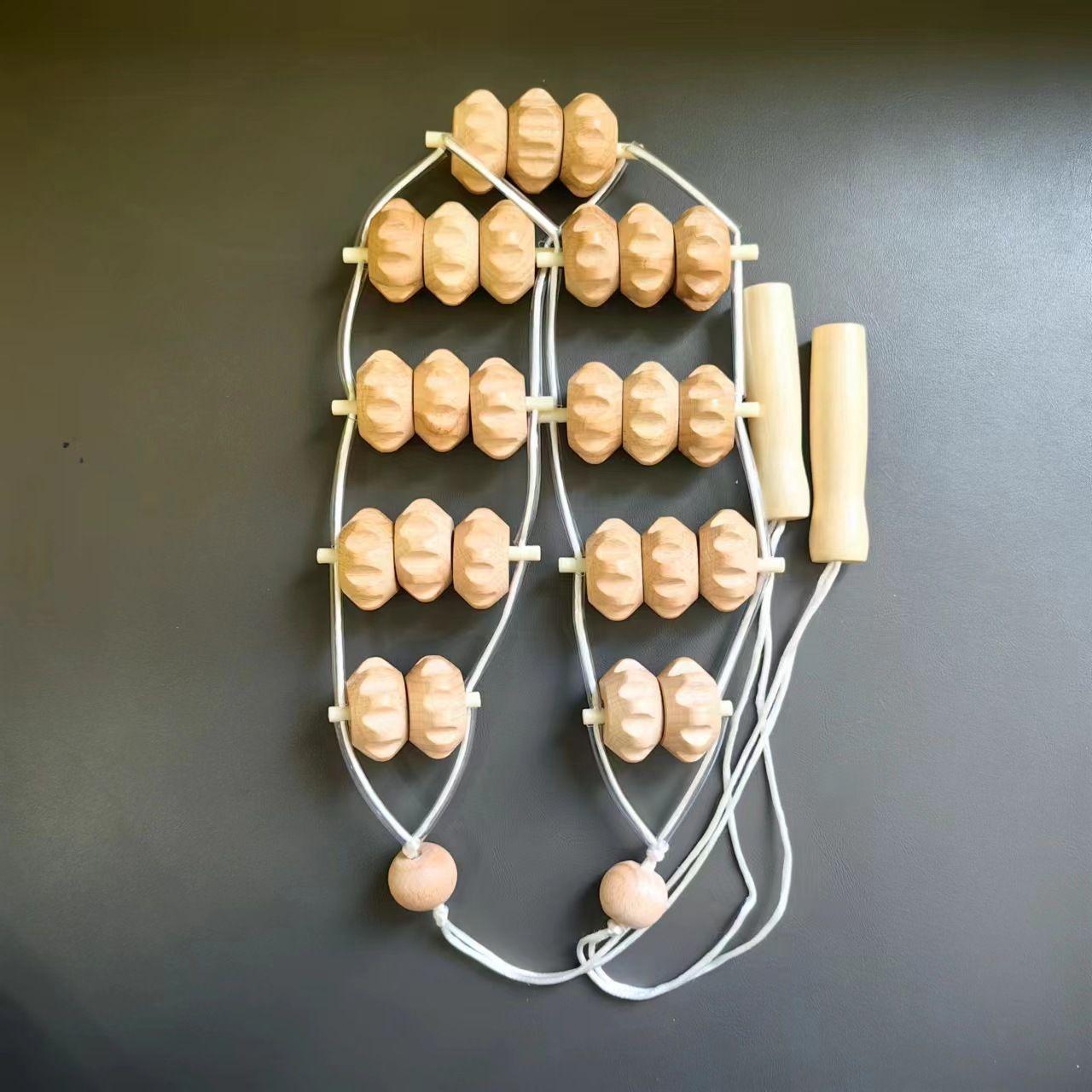 Wooden massager set, nine-wheel massage stick, rolling bar, tendon friction knife, spot.