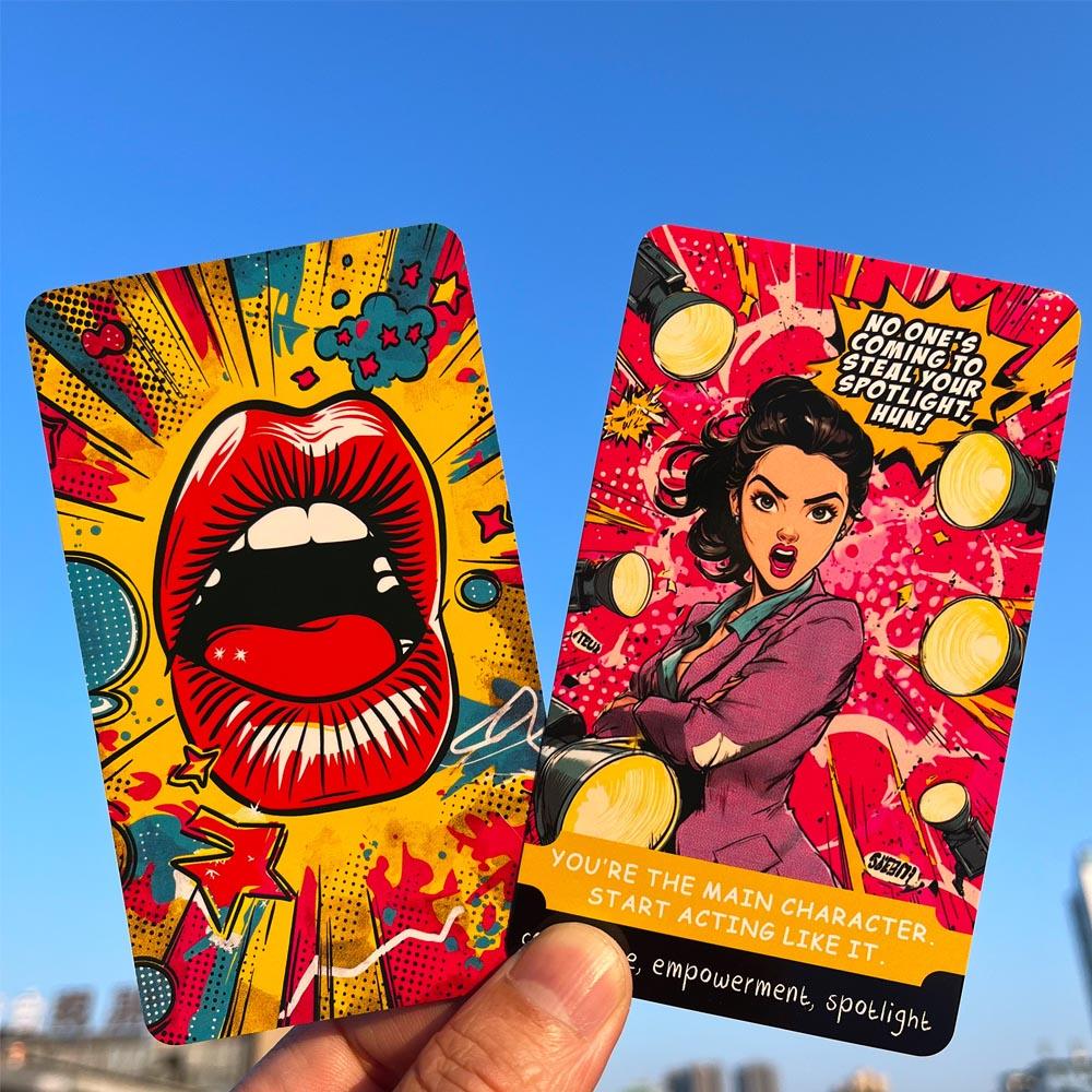 54 Card Deck, 13x8cm Size, BLOCKED & BLESSED , A SASSY ORACLE DECK FOR Modern Healing Cards Set, Suitable for Shadow Training & Breakup Recovery, Humorous Divination Game, Party Game Cards