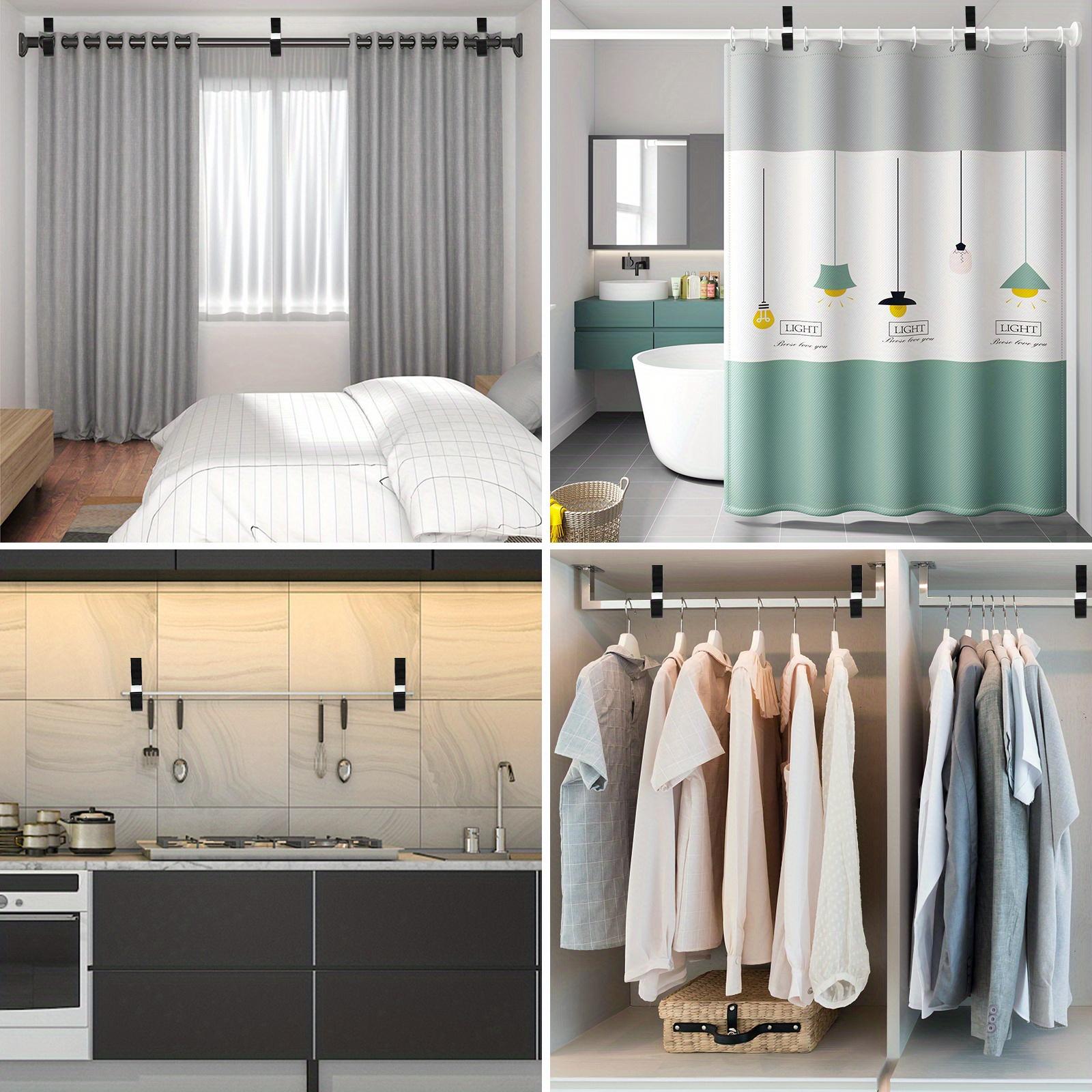 2pcs curtain rod hook brackets, can support wall-mounted shower curtains, used for hanging curtains, clothes rods, and shower rods