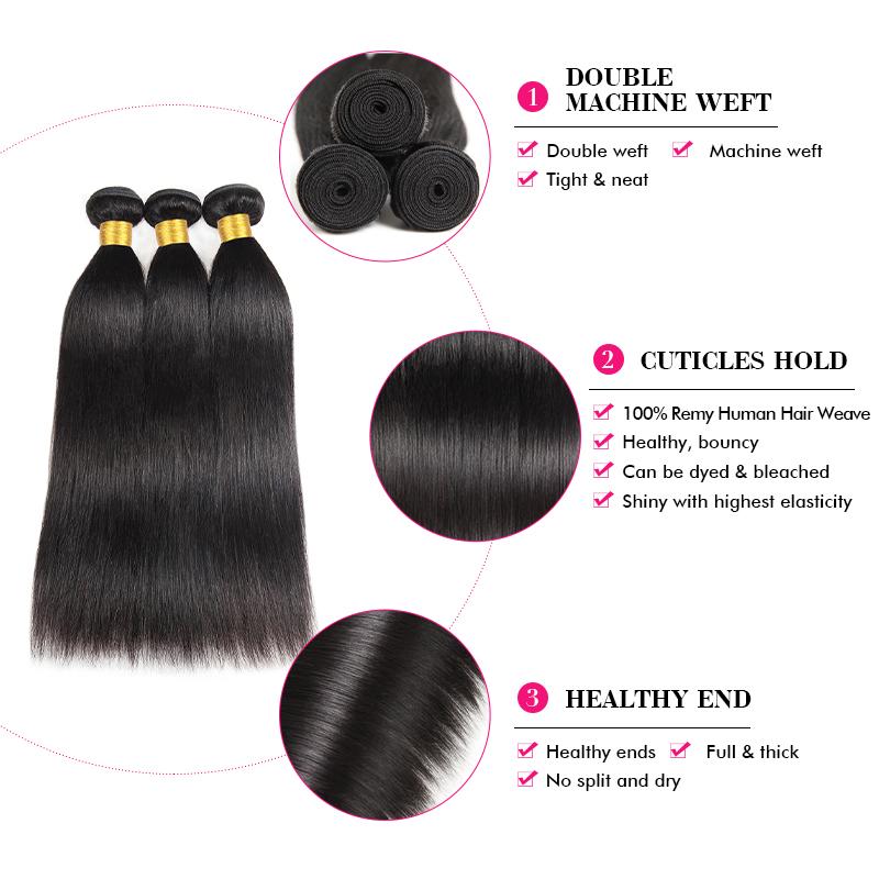 Ishow Bone Straight Hair Bundles/Body Wave Human Hair Bundles P4 27 Highlight Hair Bundles 30Inch Quick Weave Extensions 4*4/2*6Lace Closure With Human Hair