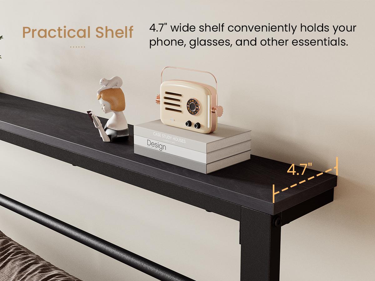 SHA CERLIN Bed Frame with Headboard Shelf,【Frame Only No Mattress】 Heavy Duty Platform Bed Frame with Strong Metal Foundation, No Box Spring Needed#ChristmasGifts#TikTokShopBlackFriday