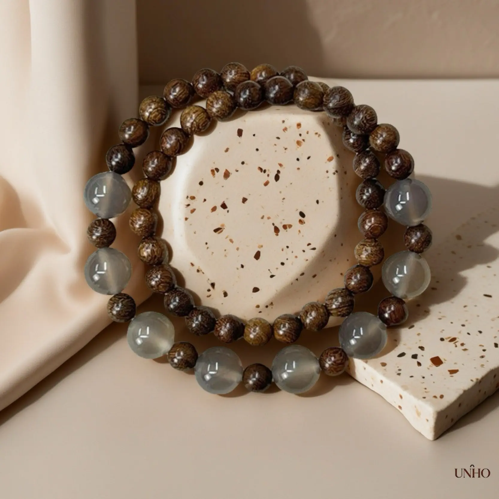 Bancheng Landscape Wooden Beaded Bracelet, New Chinese Vintage Double-Layer Stacked Wristband, Elegant Hand Jewelry For Women, Ideal Accessory And Gift For Students And Girlfriends