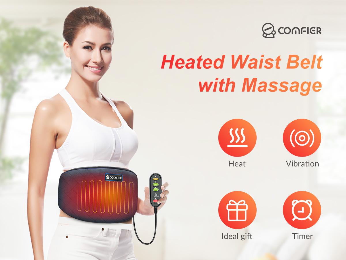 COMFIER Back Massager Heating Pad with Vibrating Massage 3 Modes 2 Intensities 2 Heat Levels for Home Office Relaxation Aid US Plug Gift for Mom Dad