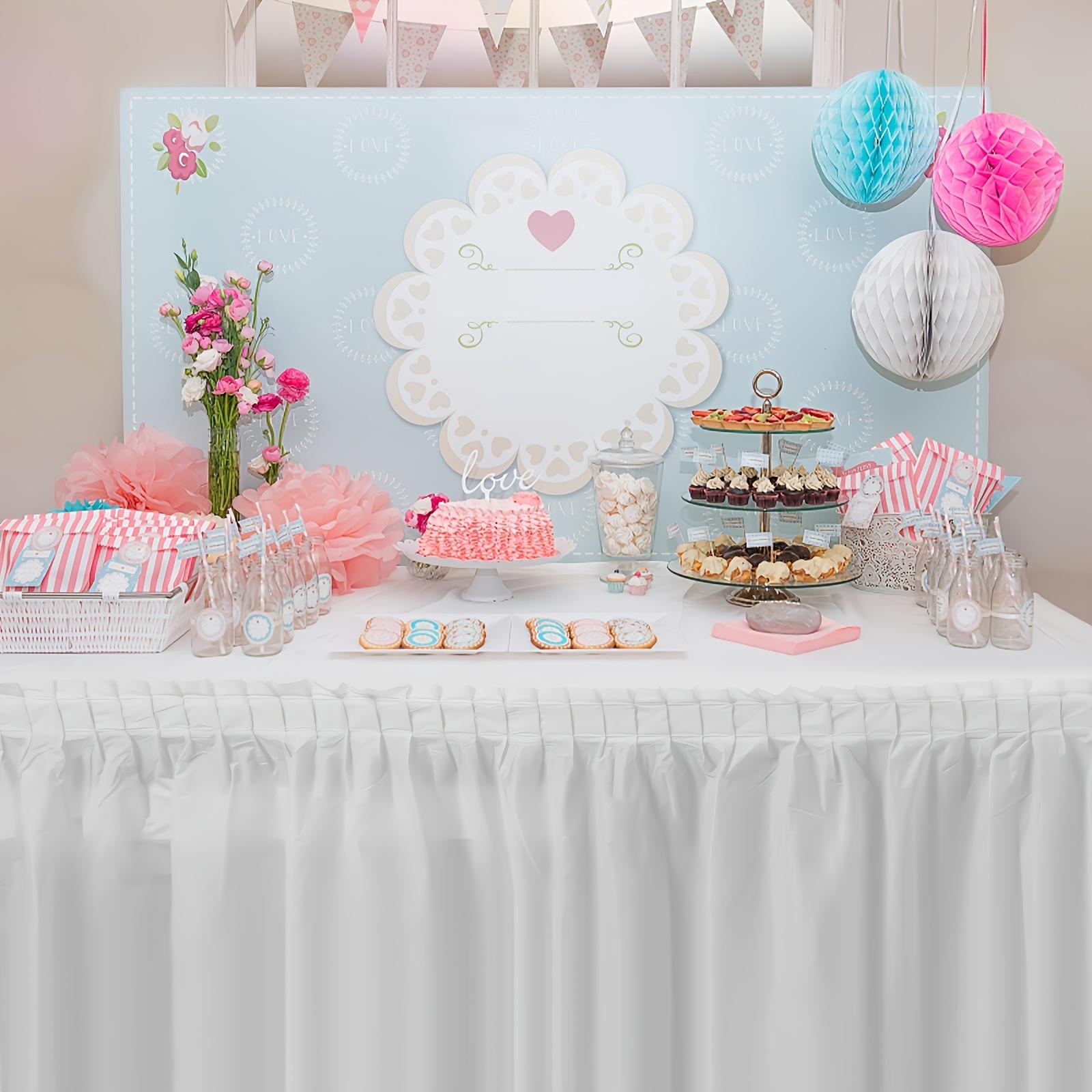 2-piece premium solid color disposable tablecloth set - elegant rectangular tablecloth with long skirt, suitable for relaxed parties and banquets, Party Decoration Supplies - perfect for fashionable celebration events