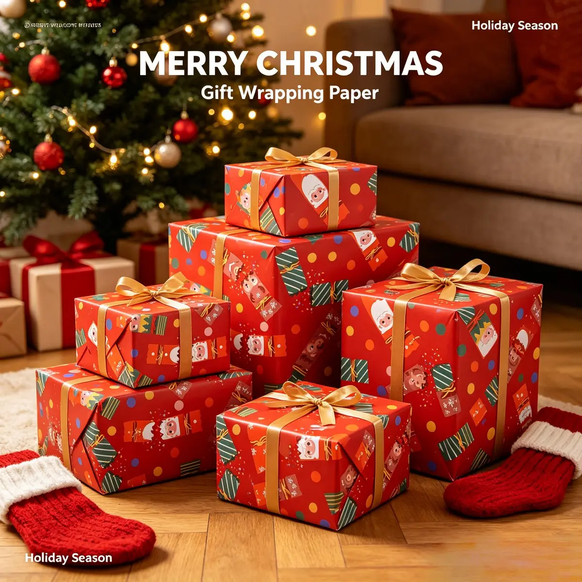 1 Sheet 2026 New Christmas Wrapping Paper, Red Cartoon Nutcracker Print, Holiday Gift Box Wrapping for Christmas Decoration