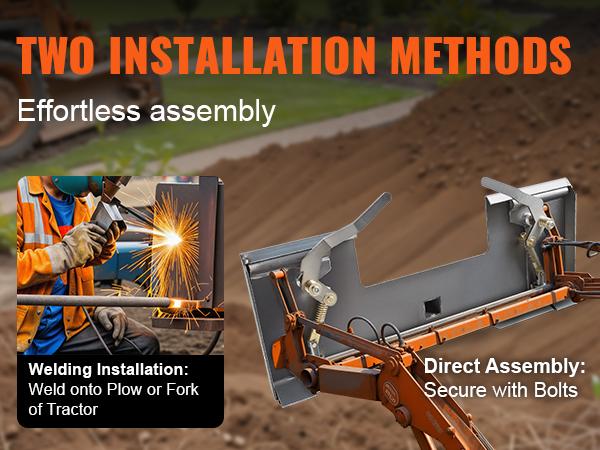 VEVOR Skid Steer Attachment Plate, 1/4 Thick Skid Steer Mount Plate with 2.28 Hitch Receiver, 3000 LBS Quick Attachment Loader Plates, Compatible with Deere, Kubota, Bobcat, Mahindra Steer, Tractor