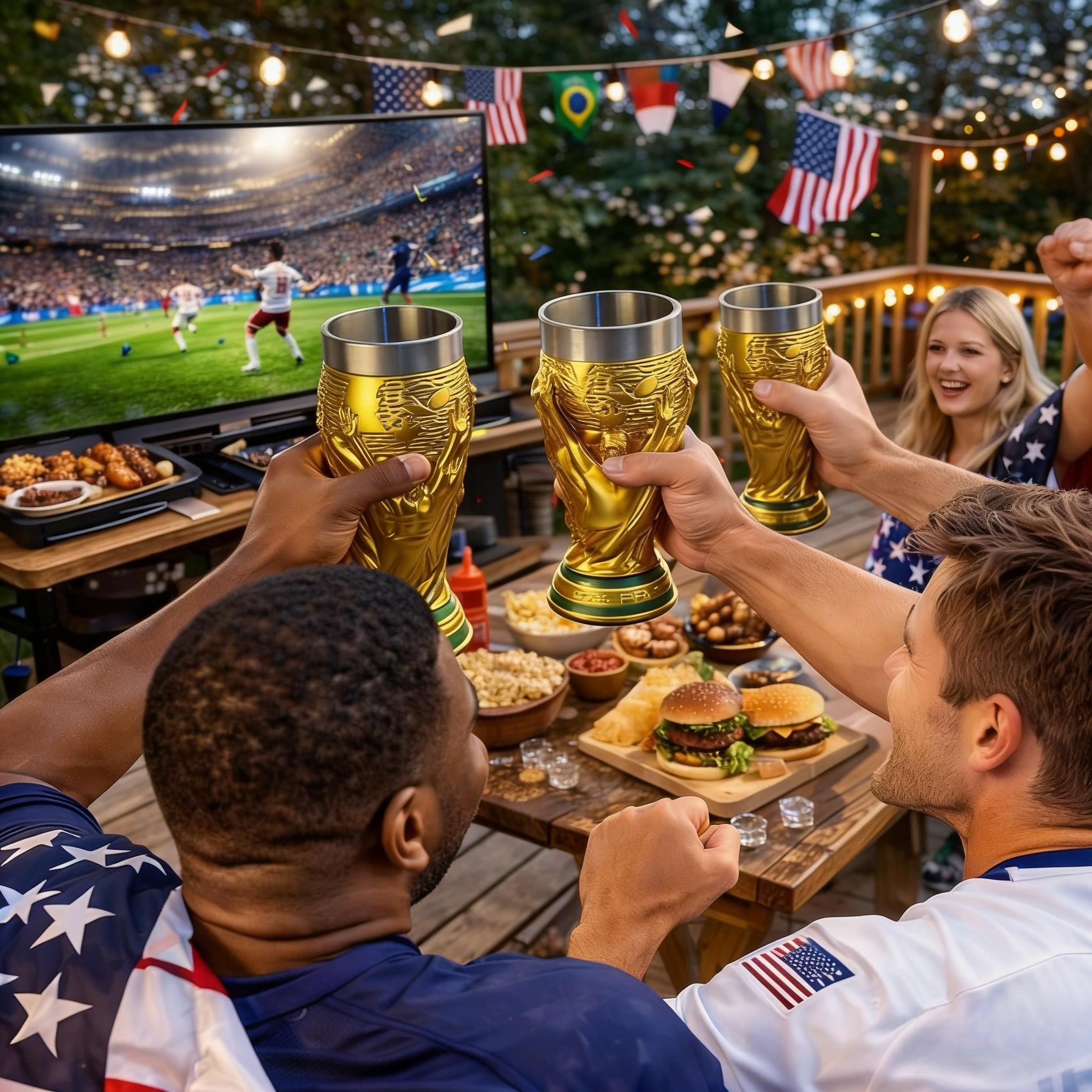 2026 Summer Soccer Award Wine Glass, Collectible Decor for Us-Canada-Mexico Fans, Durable Trophy Shape, Perfect Gift for Sports Enthusiasts