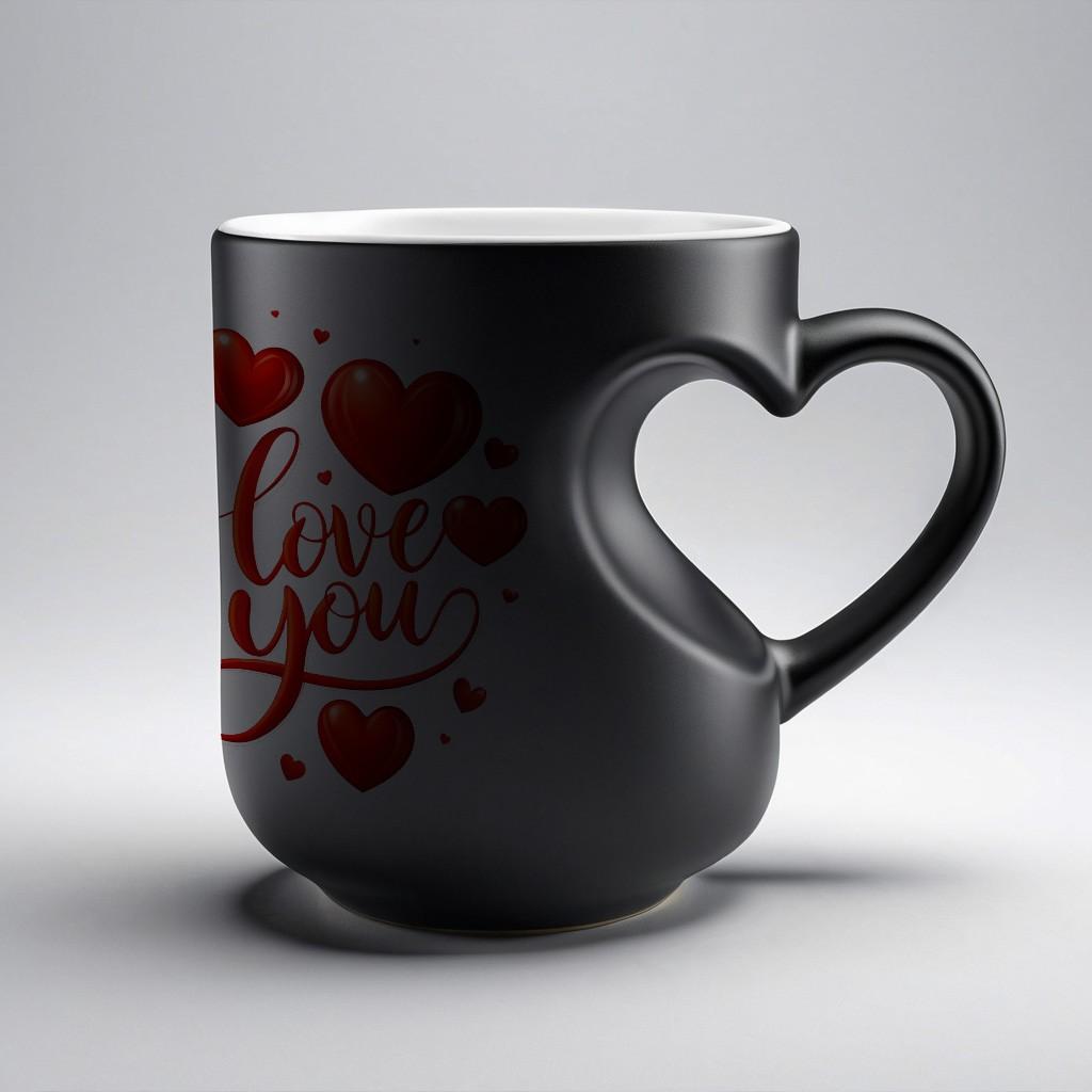 1 Pc 'Love You' Magical Color-Changing Mug with Heart-Shaped Handle, 11 oz Unique Heart Design with Red Heart Pattern, Heated Gradient Mug, Perfect Gift for Mother's Day and Valentine's Day