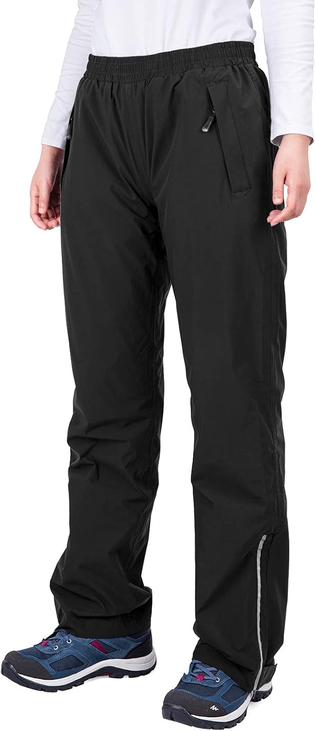 Women's Rain Pants, Lightweight Waterproof Rain Over Pants, Windproof Hiking Pants for Outdoor, Fishing, Rainy Day