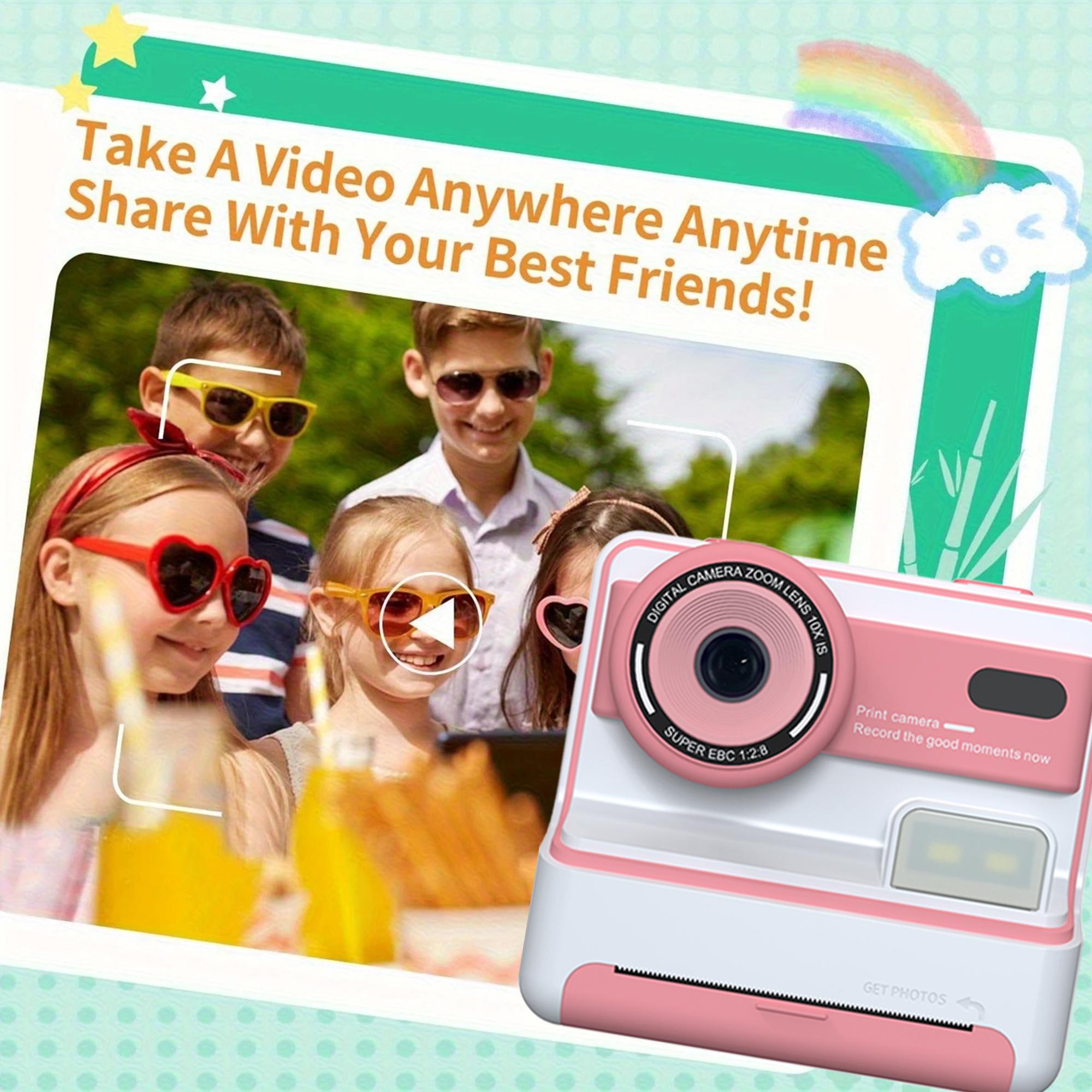 New Polaroid Camera, 1080P 2.4-Inch Screen Digital Instant Print Camera with Printing Paper & 32GB Card, Birthday Gift for Kids Aged 3-12