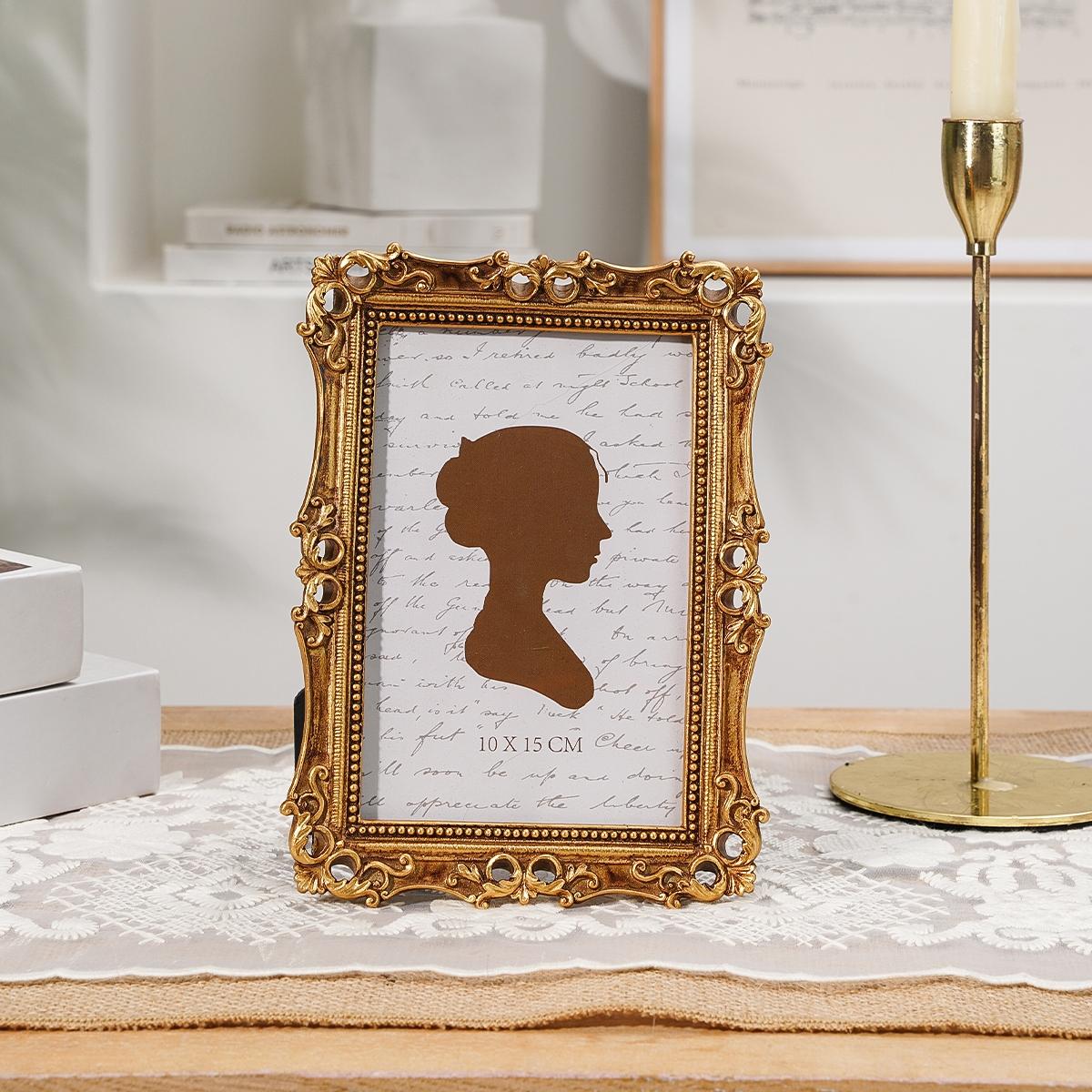 Vintage Resin Photo Frame, European Elegant Floral Design, Hand-Painted Home Decor, Ideal for Photo Display and Photography Props