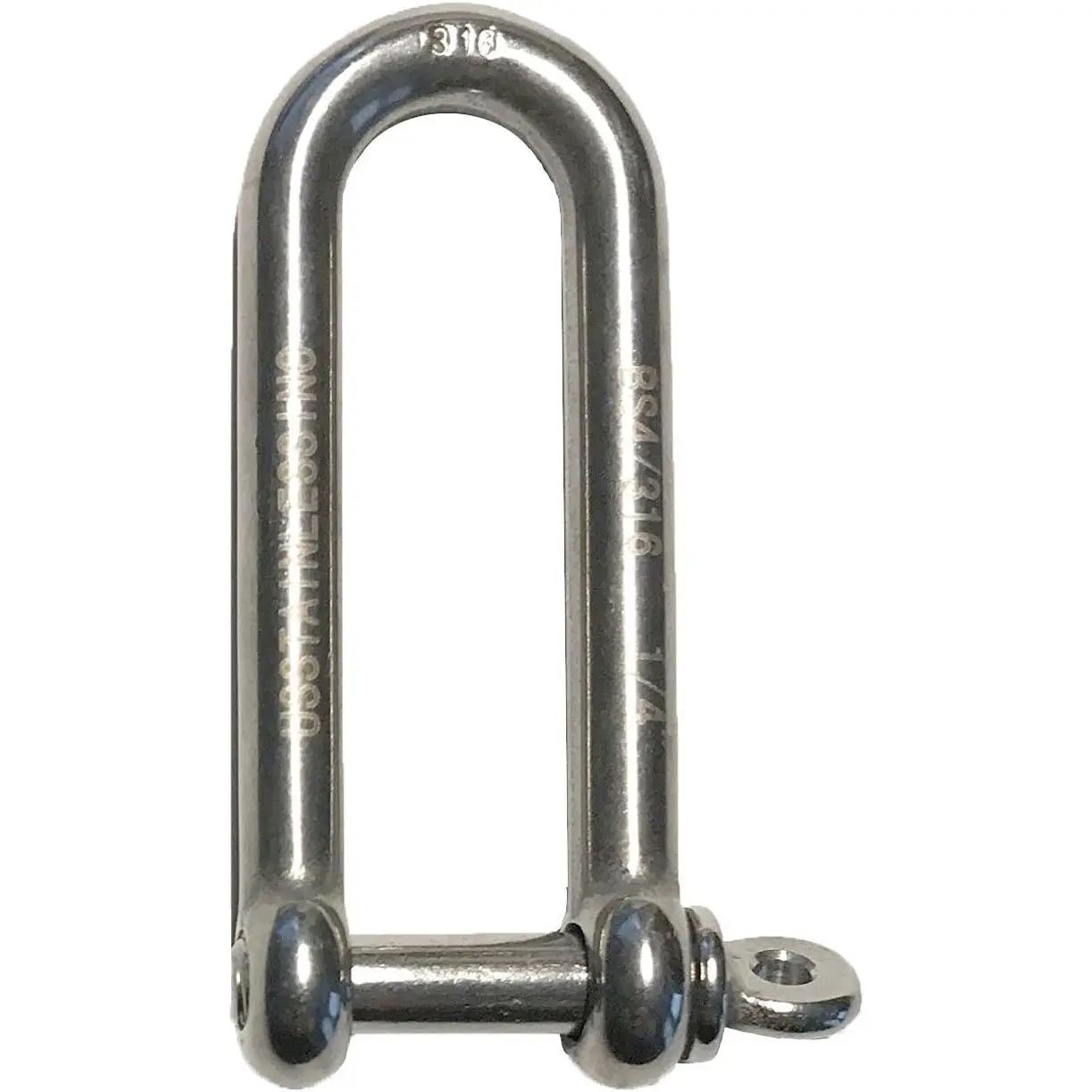 Marine Steel 316 Long D-Type Shackle, 1/4" (6mm) Marine Grade, Corrosion Resistant, Smooth Surface, Corrosion Res.