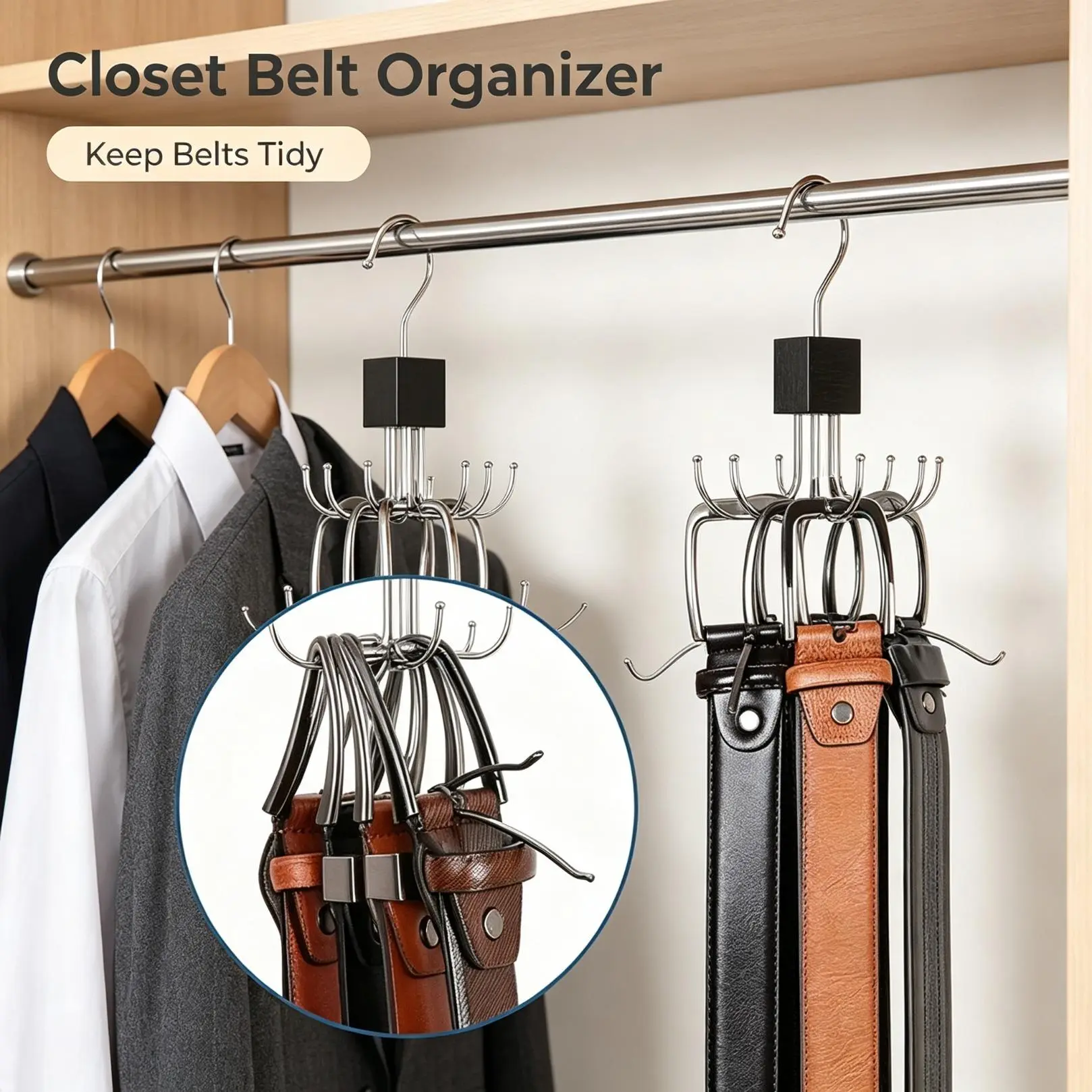 Smooth Lightweight 6-Claw Rotating Household Hook Hanger, 360° Swivel Hanging Organizer for Coats, Hats, Scarves, Handbags, Ideal for Wardrobe & Entryway Tidy-Up (Hook Hangers & Pegs Category)