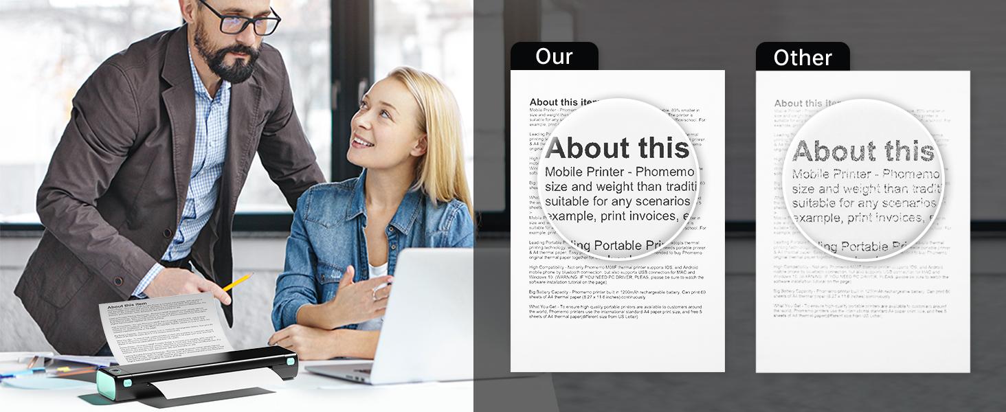 Phomemo M08F Inkless Portable Bluetooth Printer – Supports 8.5" x 11" Letter & A4 Thermal Paper, Compatible with iOS, Android & Laptops, Perfect for Office, Home, School, Business & Travel