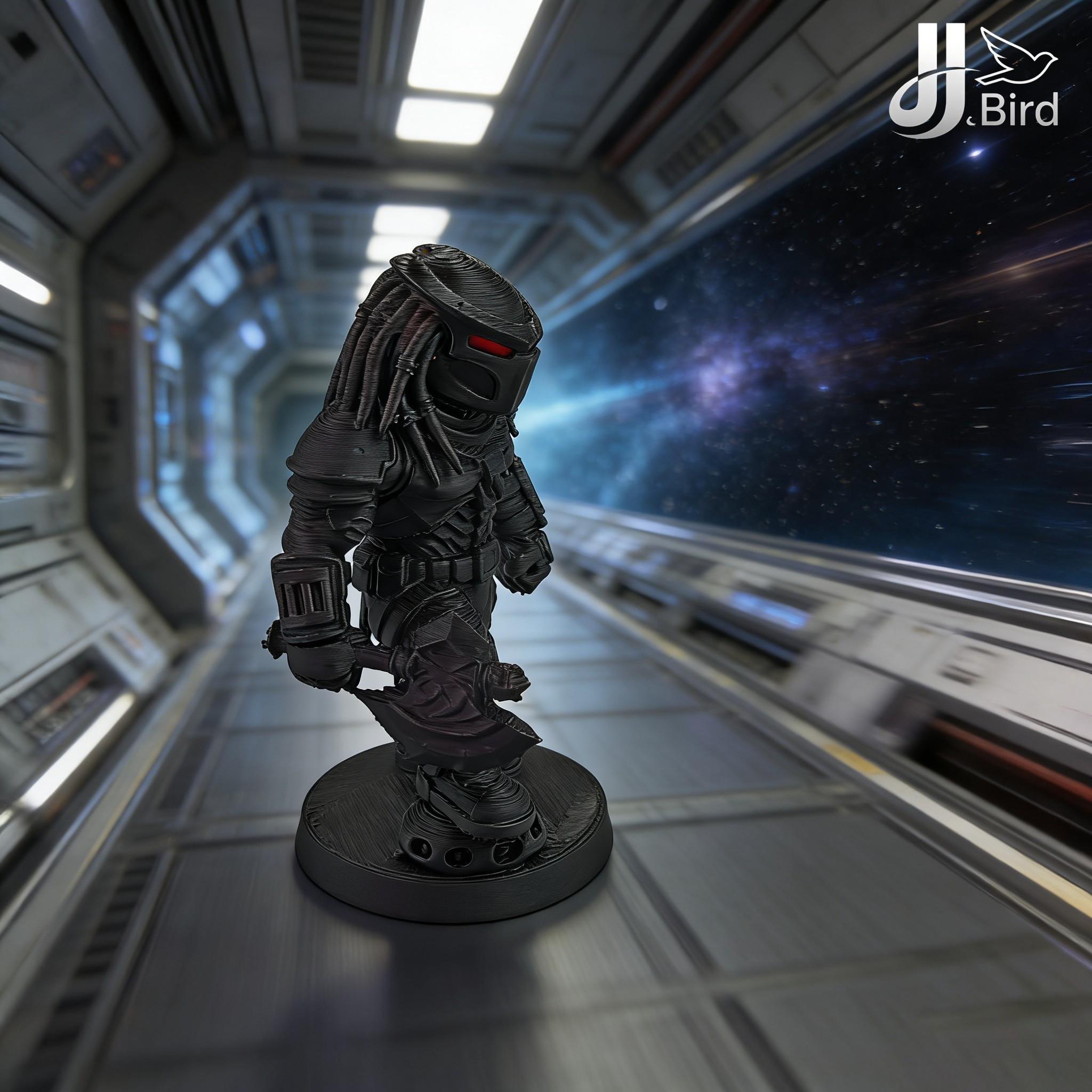 Alien Hunter Warrior Model Decoration, Collectible Figure, Home Room Bookshelf Decor, Desktop Ornament, Sci-Fi Dark Style Statue