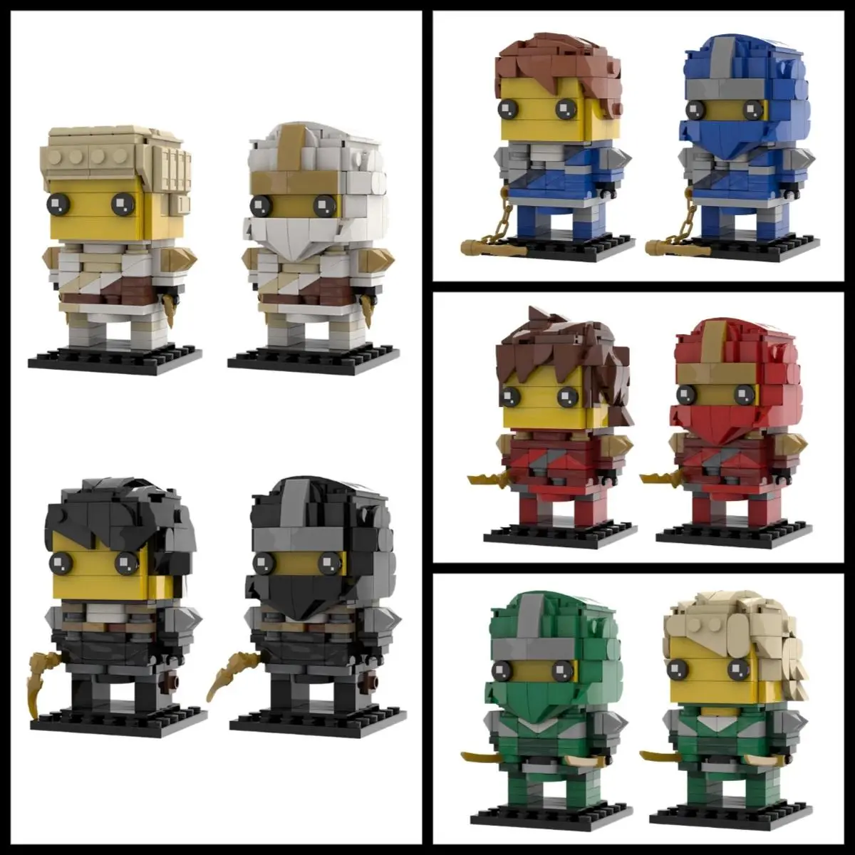MOC Ideas Animated Movie Bricksheadz Action Figure Building Blocks Model, 1 Set 348pcs Good Quality Bricks DIY Assembly Toy with PDF Instruction for Kids Gift (Featuring Kai, Lloyd, Cole Characters), Electronically Printed, Sealed Bag