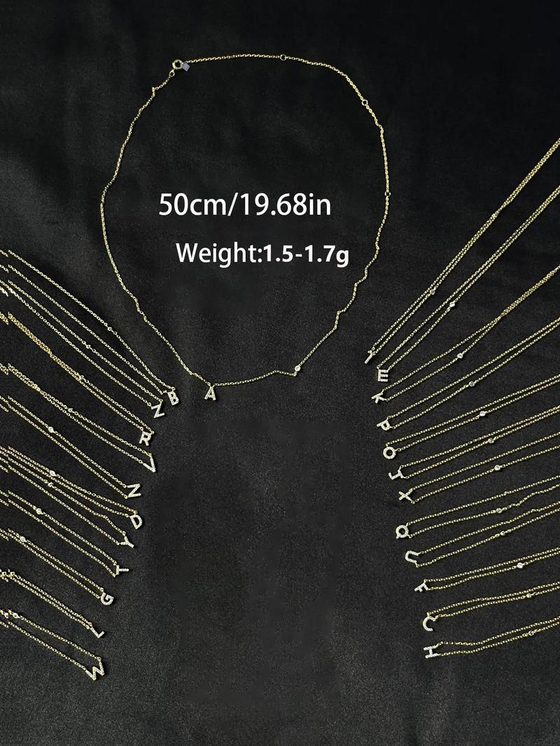 S925 Sterling Silver Personalized Initial Necklace, 1 Count Letter Design Artificial Zircon Decor Necklace for Women, Silver Jewelry, Fashion Accessories for Party, Daily Decor, Alphabet Necklaces