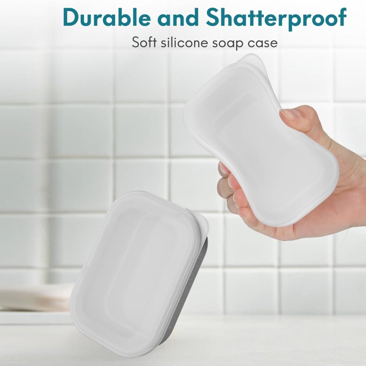 Compact Leakproof Travel Soap Case, Silicone Soap Box with Draining Layer, Enhanced Soap Container, Suitable for Camping, Gym, Bathroom, Outdoor Essentials