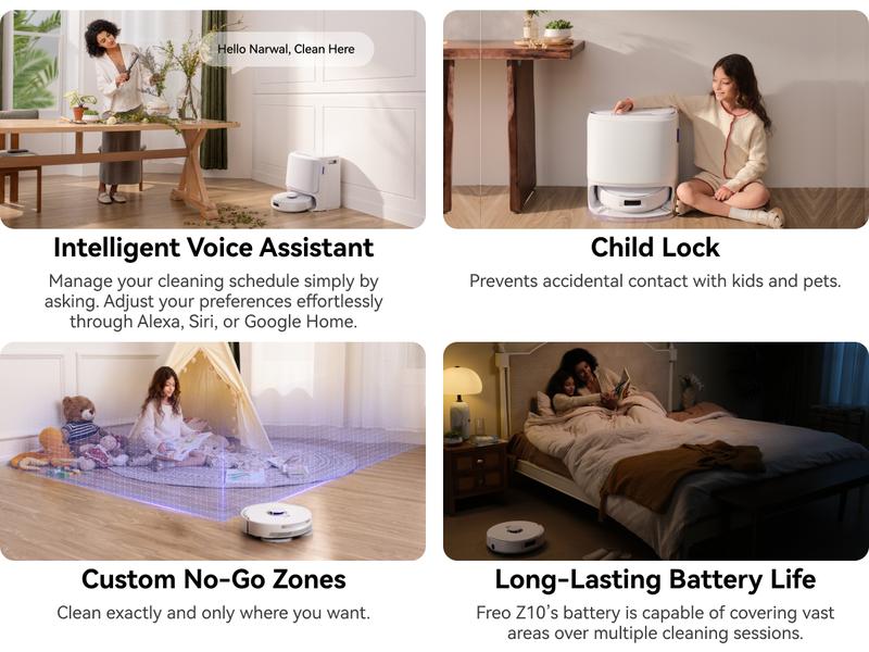 NARWAL Freo Z10 Robot Vacuum and Mop Combo, Tangle Free Robot Mop, 15,000Pa Suction, Adapts to Hard-to-Reach Areas, Self-Emptying, Mop Washing & Drying, Obstacle Avoidance, for Pet Hair & Hard Floor NARWAL Freo Z10 Robot Vacuum and Mop Combo, Tangle Free Robot Mop, 15,000Pa Suction, Adapts to Hard-to-Reach Areas, Self-Emptying, Mop Washing & Drying, Obstacle Avoidance, for Pet Hair & Hard Floor