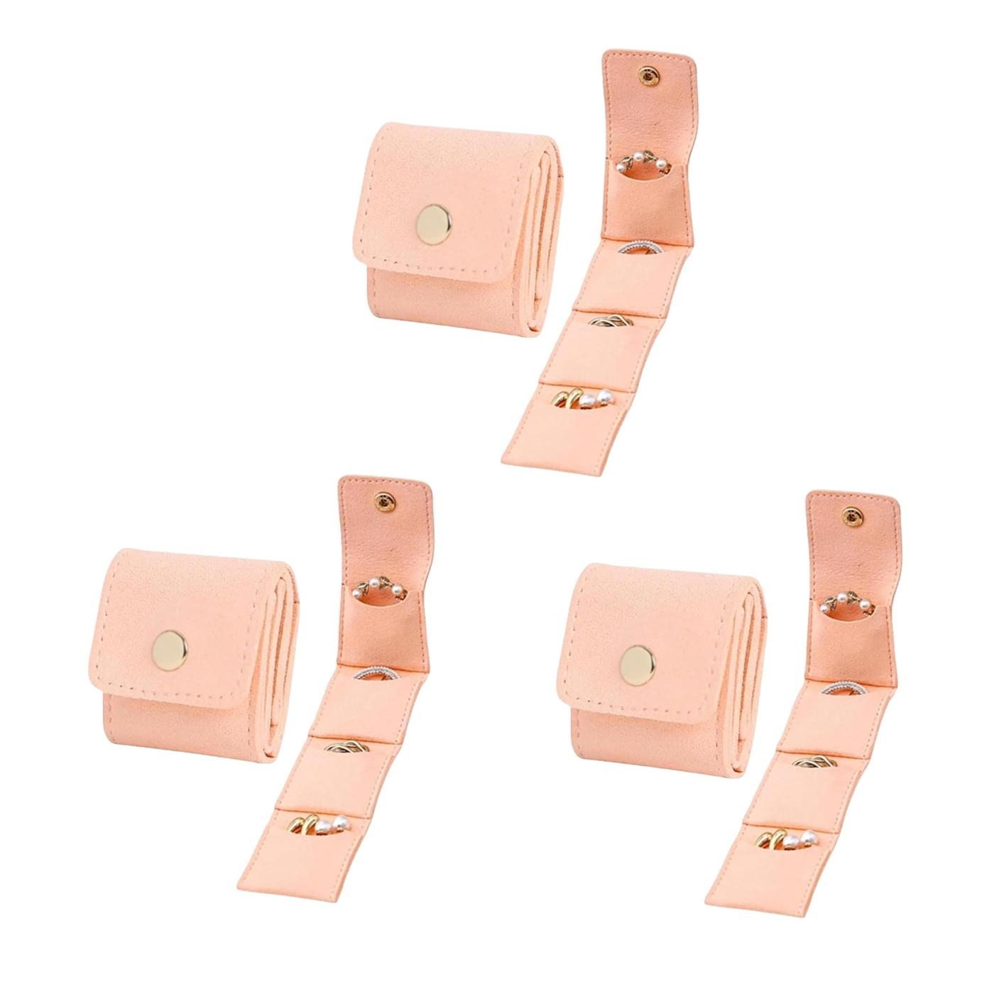 Mini Travel Jewelry Bag with Buckle, Secure Closure, Small Travel Jewelry Organizer Case, Foldable Jewelry Roll for Journey Rings, Necklaces, Earrings, Bracelets-Lightweight Jewelry Storage Organizer, Compact Storage