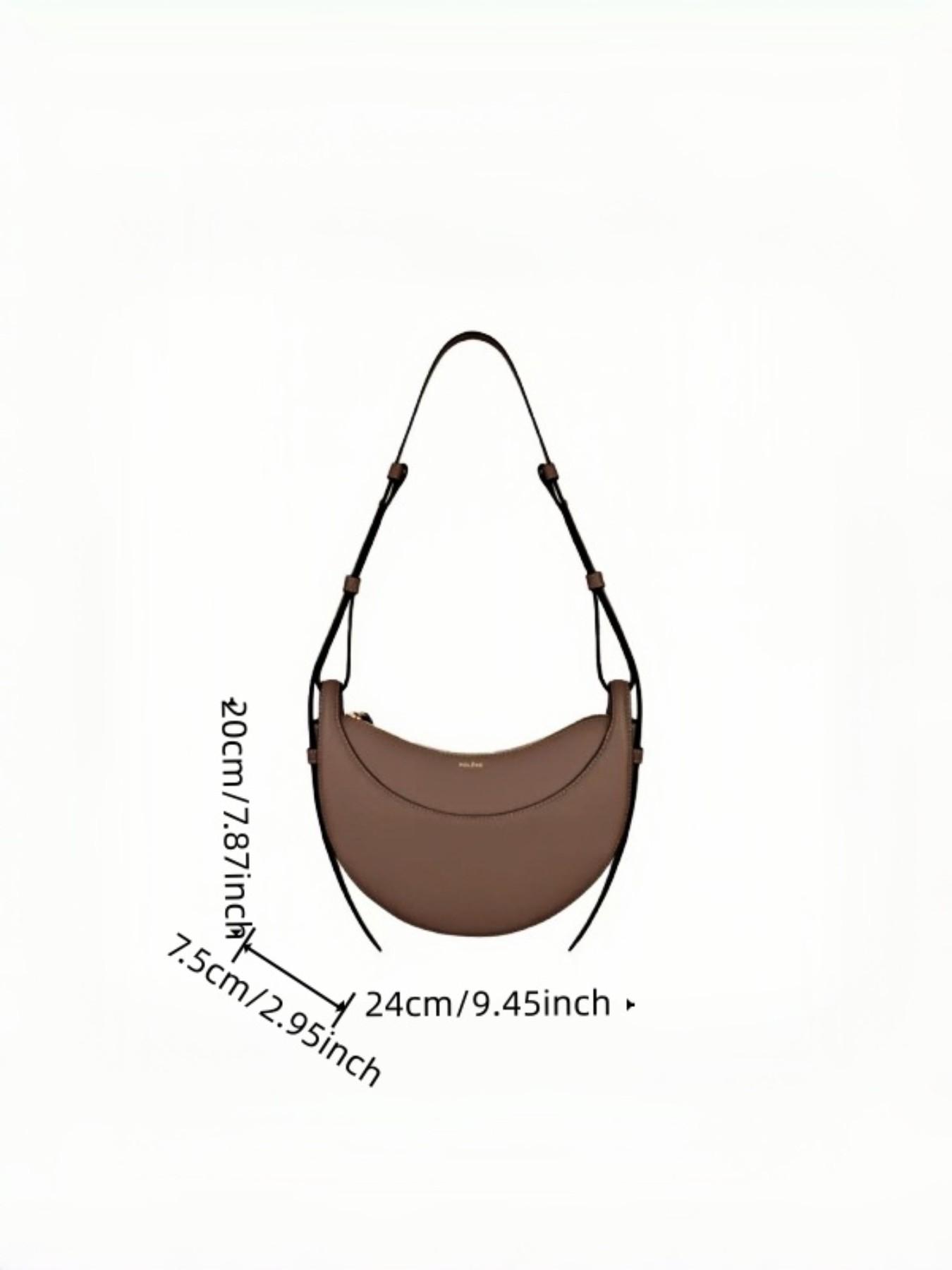 Style Unique Design Half Circle Bag, Minimalist Crescent Saddle Bag, Soft Leather Texture, Crossbody or Underarm, Women's Bag