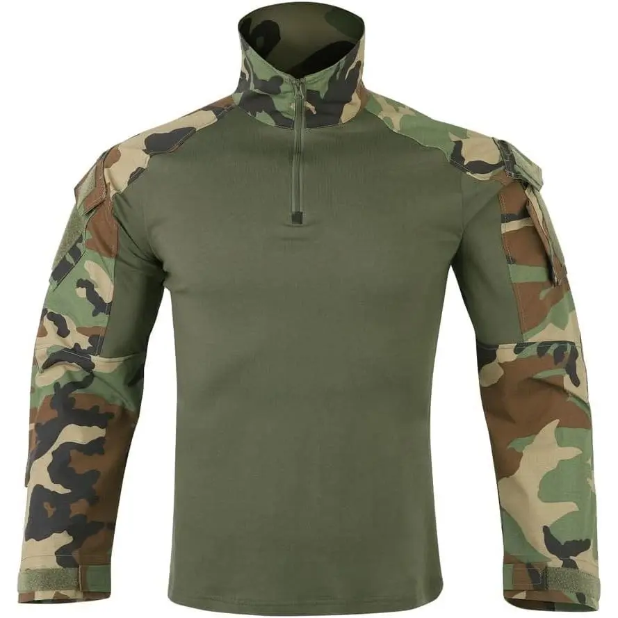 Tactical Men's Combat Shirt Rapid Assault Long Sleeve Shirt with Elbow Pads