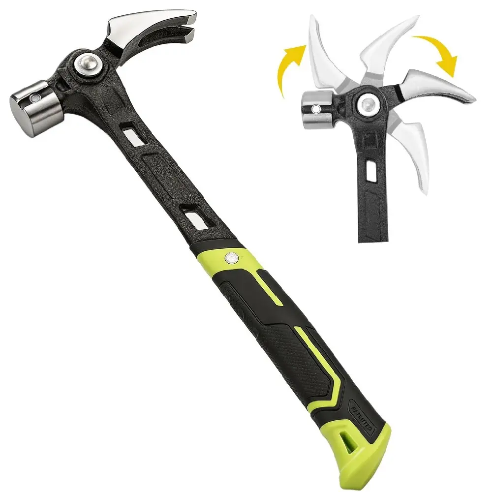 Adjustable Nail Puller Hammer, Magnetic Nail Starter, Anti-Slip Shock-Absorbing Handle, Claw Hammer for Diyers, Workshop, Construction, Remodeling, Hand Tools