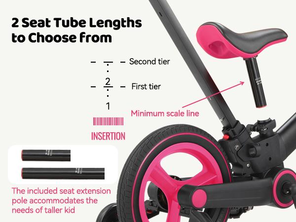 【ChristmasGifts】JMMD Multi-Functional 6-in-1 Toddler Bike for 18-60M Baby Balance Bike with Training Wheels, Pedals & Push Handle | Ride-On Toy with Brakes & Kickstand | First Birthday Gift for Baby Boys & Girls