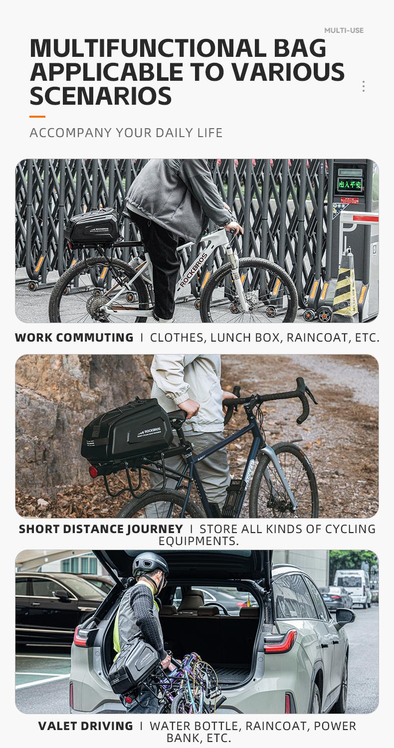 ROCKBROS Bike Rack Bags - Hard Shell Bicycle Rear Rack Bag Large Pannier for Bicycle Rear Rack Bags Bike Rear Seat Bag Bike Trunk Bag Ebike Battery Bag Bike Saddle Bag for Rear Rack Bike Accessories