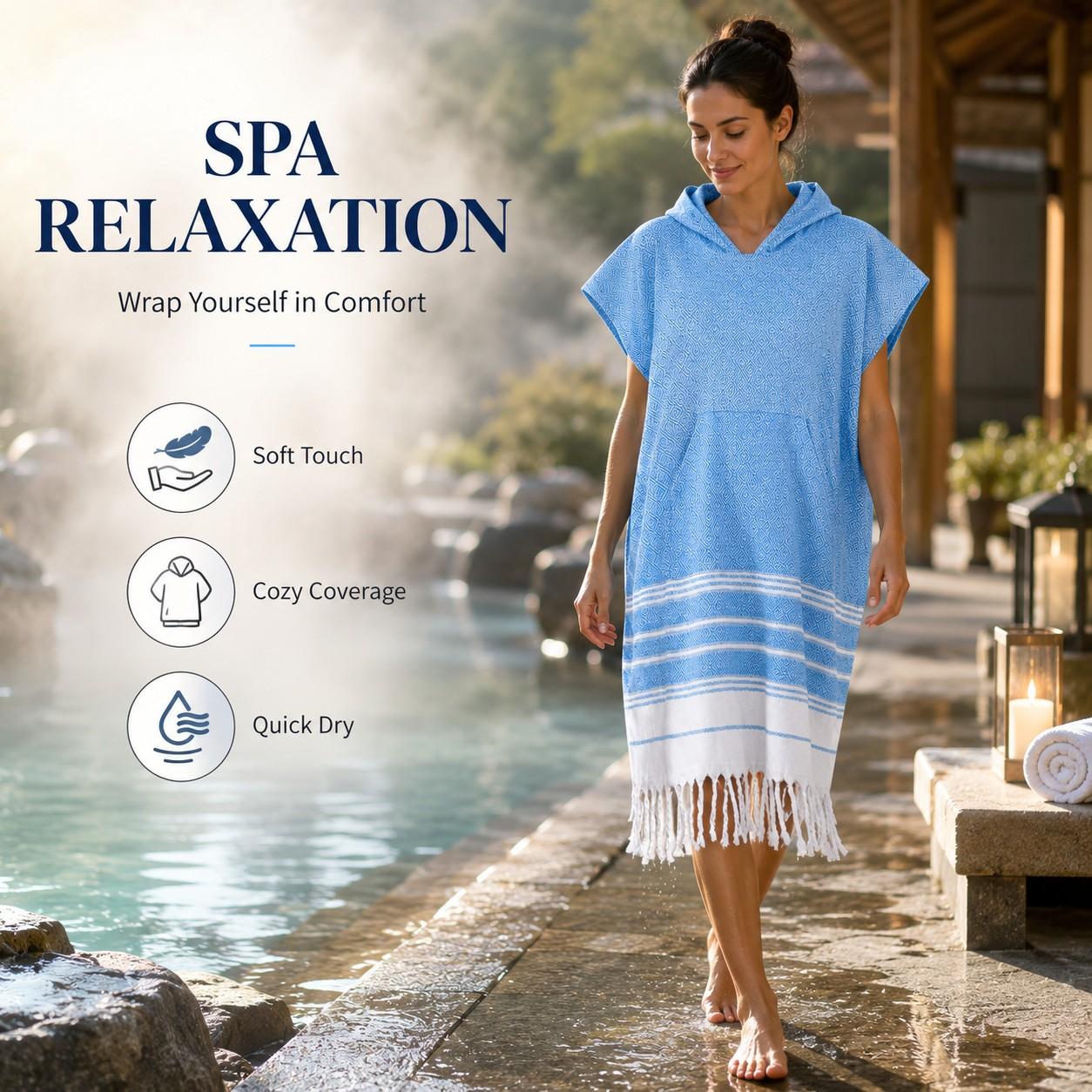 Wearable Beach Towel with Hood, Soft Absorbent Quick-Dry Decorative Towel, Pocket Fringe Design, Ideal for Beach, Pool, Surfing, Travel, Quick Drying Towels
