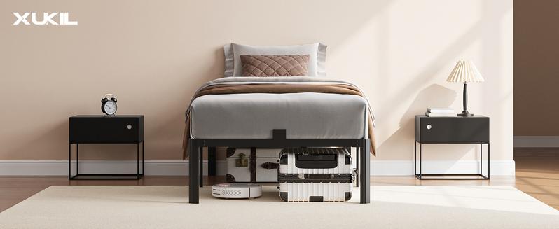 XUKIL Twin Bed Frames, 14 Inch Heavy Duty Metal Bed Frame Twin Size,No Box Spring Needed/No Shaking/Noise Free/Easy Assembly,Apartment Furniture