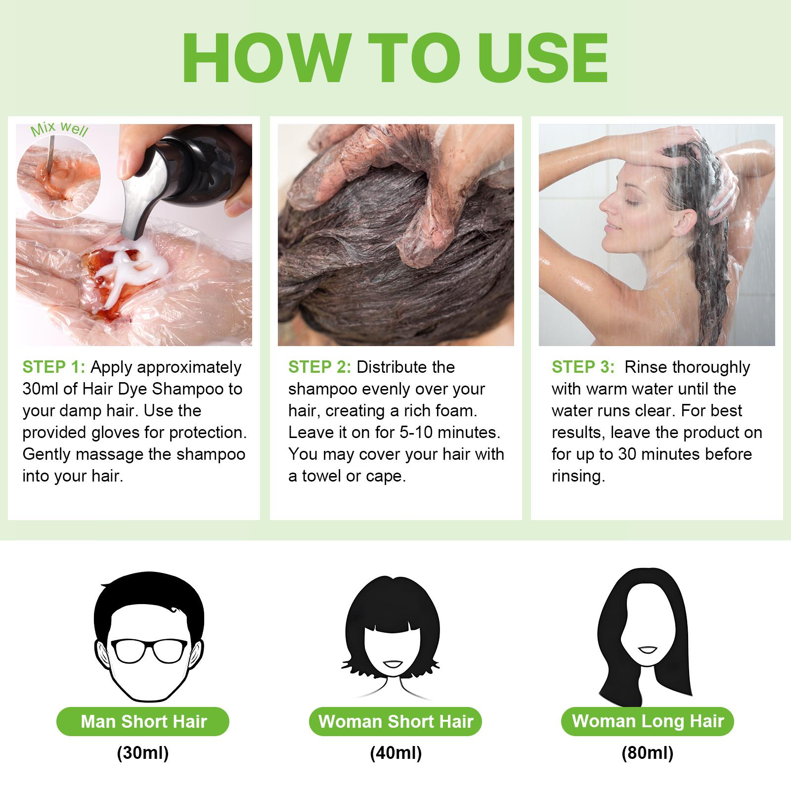 YECUCE 3in1 Hair Dye Shampoo - Dark Brown 500ml, natural herbal hair dye shampoo, quick coloring, suitable for both men and women.