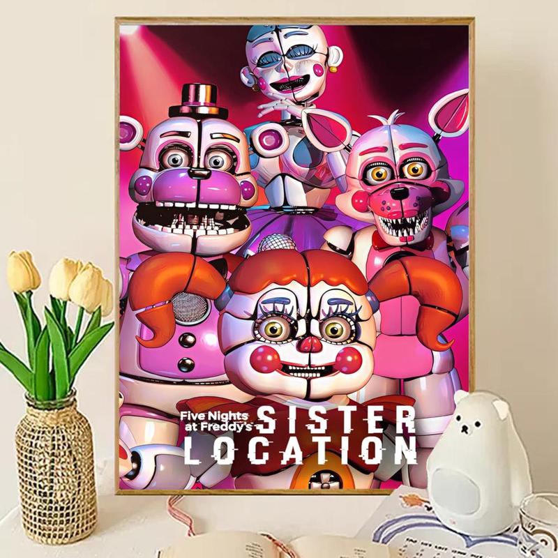 Five N-nights at Freddy's Poster Sticky Wall Art Printing Waterproof Modern Aesthetic Home Living Bedroom Decor Trendy Room Decoration Gift Durable High Quality