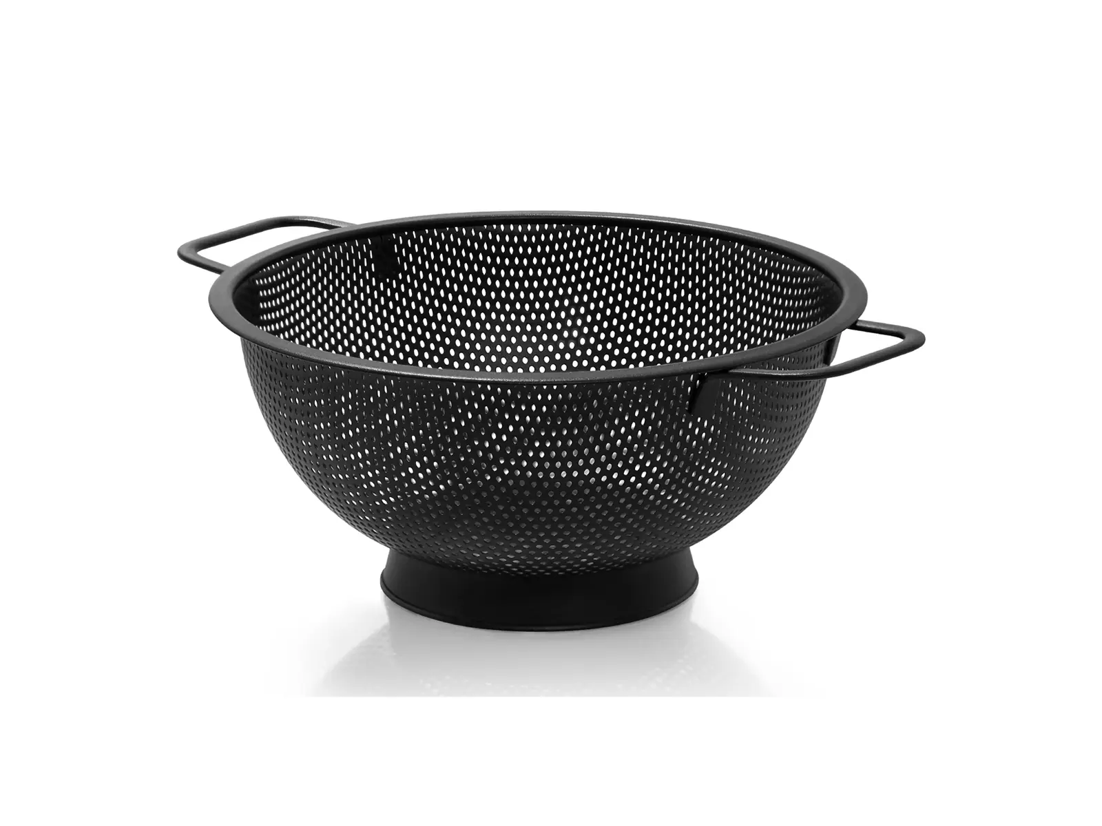 Black Colander for Kitchen, Stainless Steel Pasta Strainer with Handle, Pasta Strainer for Fruits Vegetables Cooking Food, Dishwasher Safe