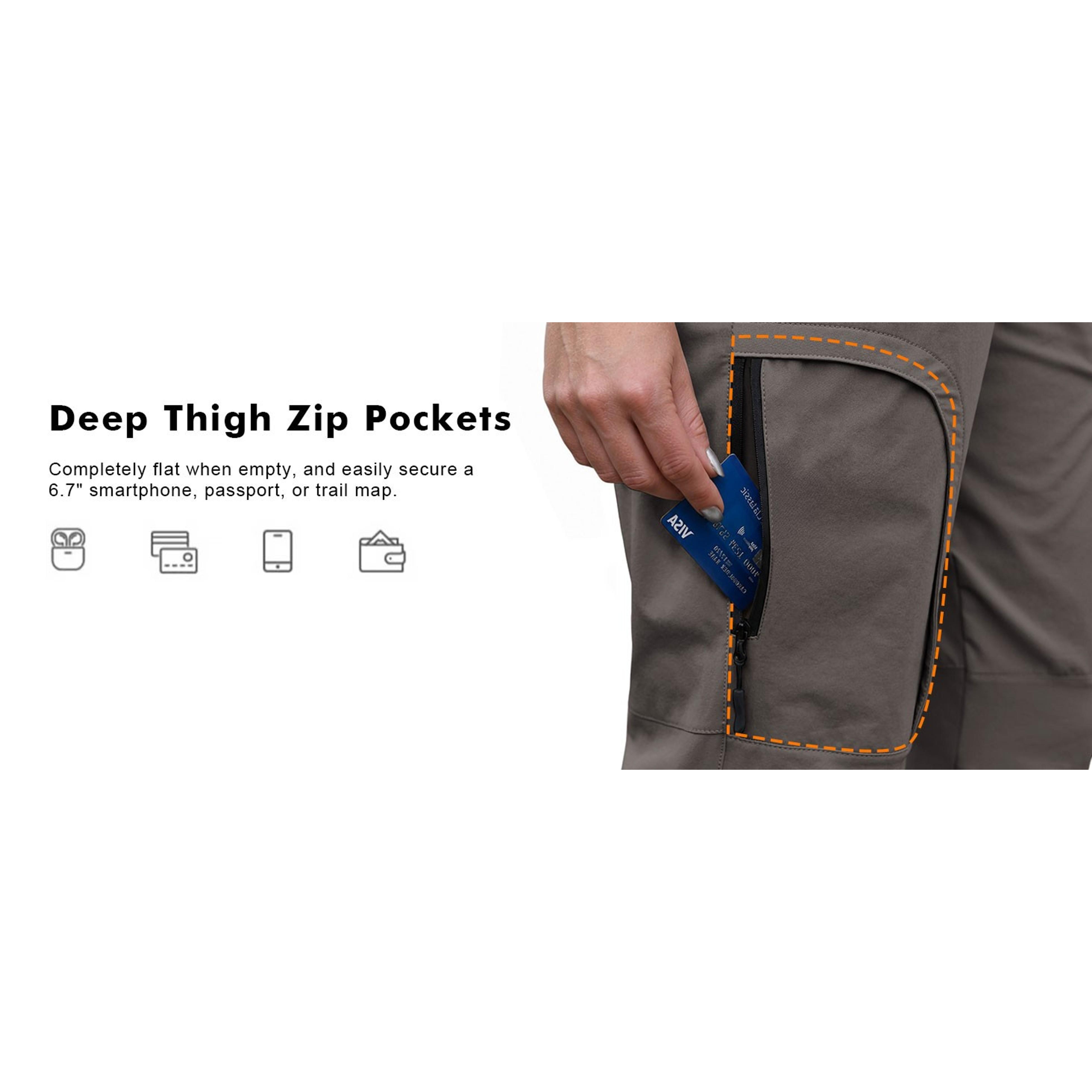 Women's UPF 50+ Water-Resistant Quick-Dry Stretch Hiking Cargo Pants with 5 Zip Pockets Women's UPF 50+ Water-Resistant Quick-Dry Stretch Hiking Cargo Pants with 5 Zip Pockets