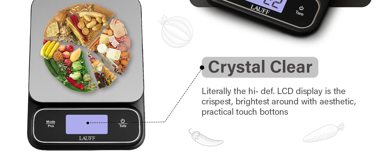 Food, Weighs, Scales, Food Scales messaures in Grams and Ounces with 0.01oz/1g Precise, Waterproof for Baking & Meal Prep with LCD Display (1g/10kg)