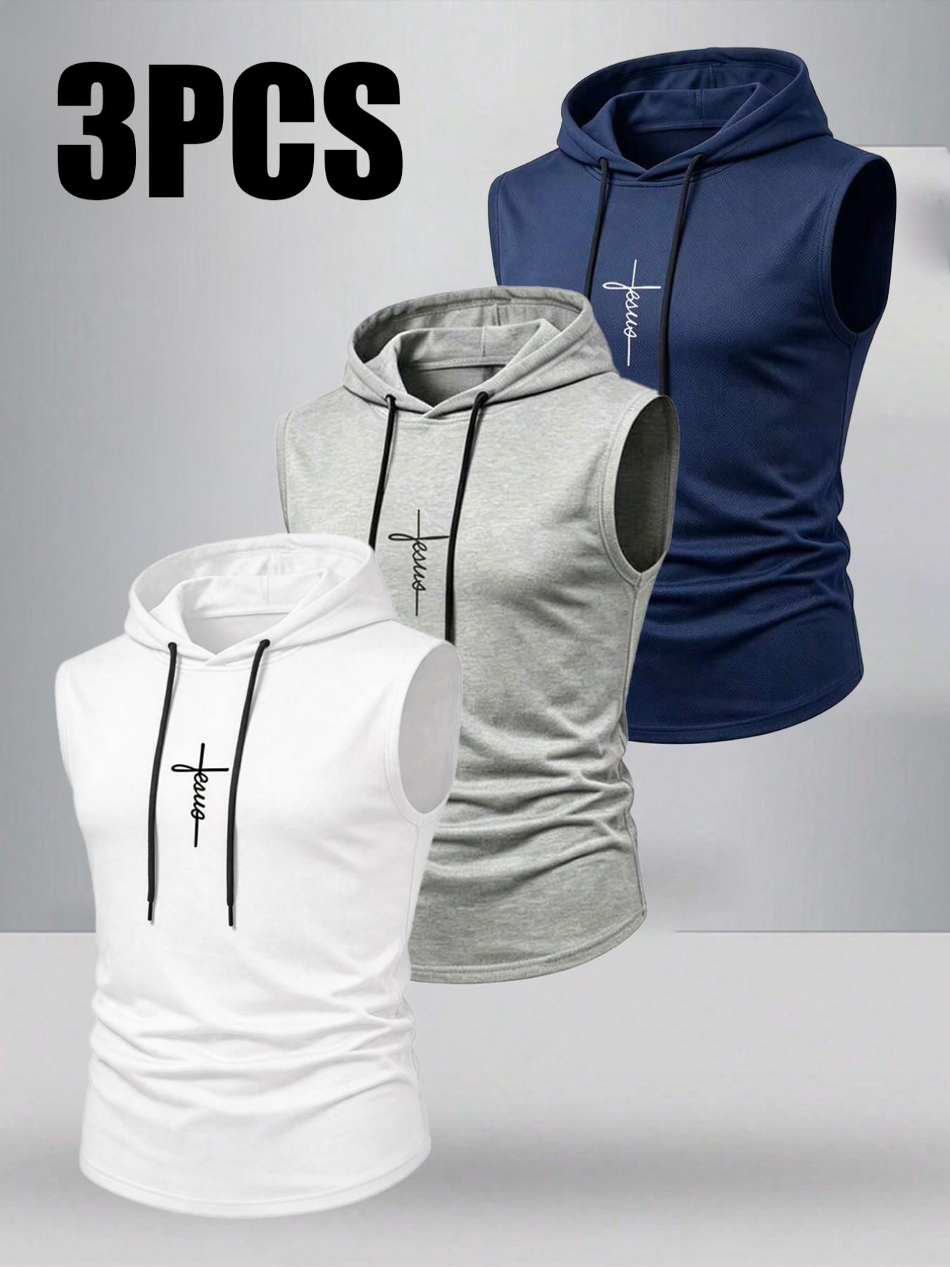 Men's Summer Lightweight Sport Running Fitness Sleeveless Vest, Fashion Casual Outdoor Hooded Top, Breathable and Comfortable Design, Workout Sports Vest