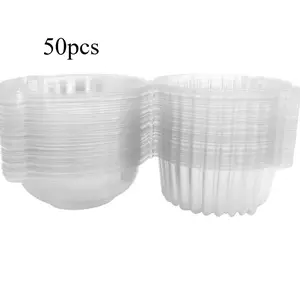Disposable Cupcake Packaging Box, 50pcs Clear Cupcake Container with Lid, Pastry Dessert Muffin Cup, Baking Utensils for Home Kitchen Party, Premium Cake Box, Baking Supplies Kit