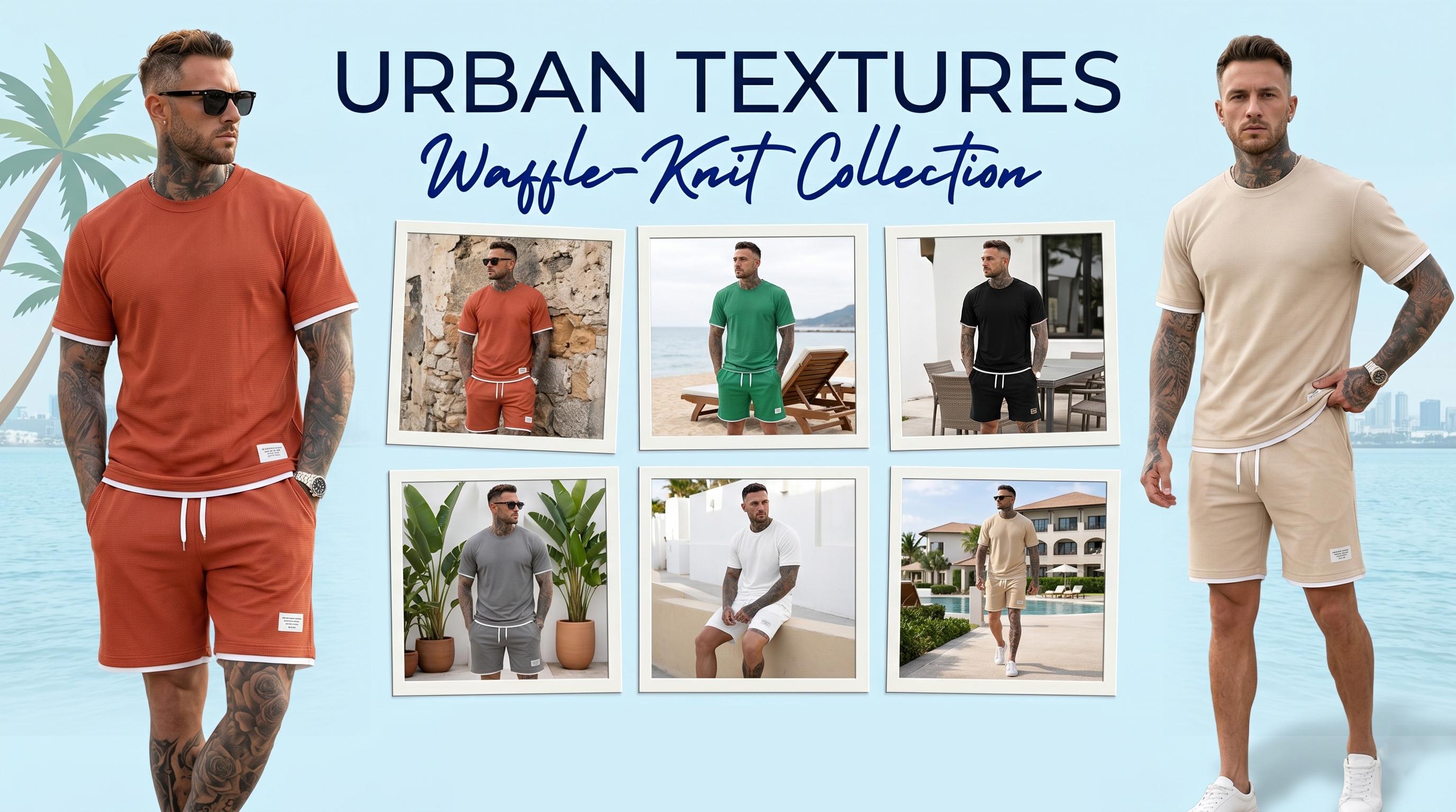 Men’s Graffiti Soccer Player Graphic Waffle Knit Short Sleeve Shirt and Shorts Set, 2 Piece Summer Casual Athletic Outfit with Crew Neck Tee and Drawstring Shorts for Streetwear, Gym, Outdoor, Travel and Daily Wear