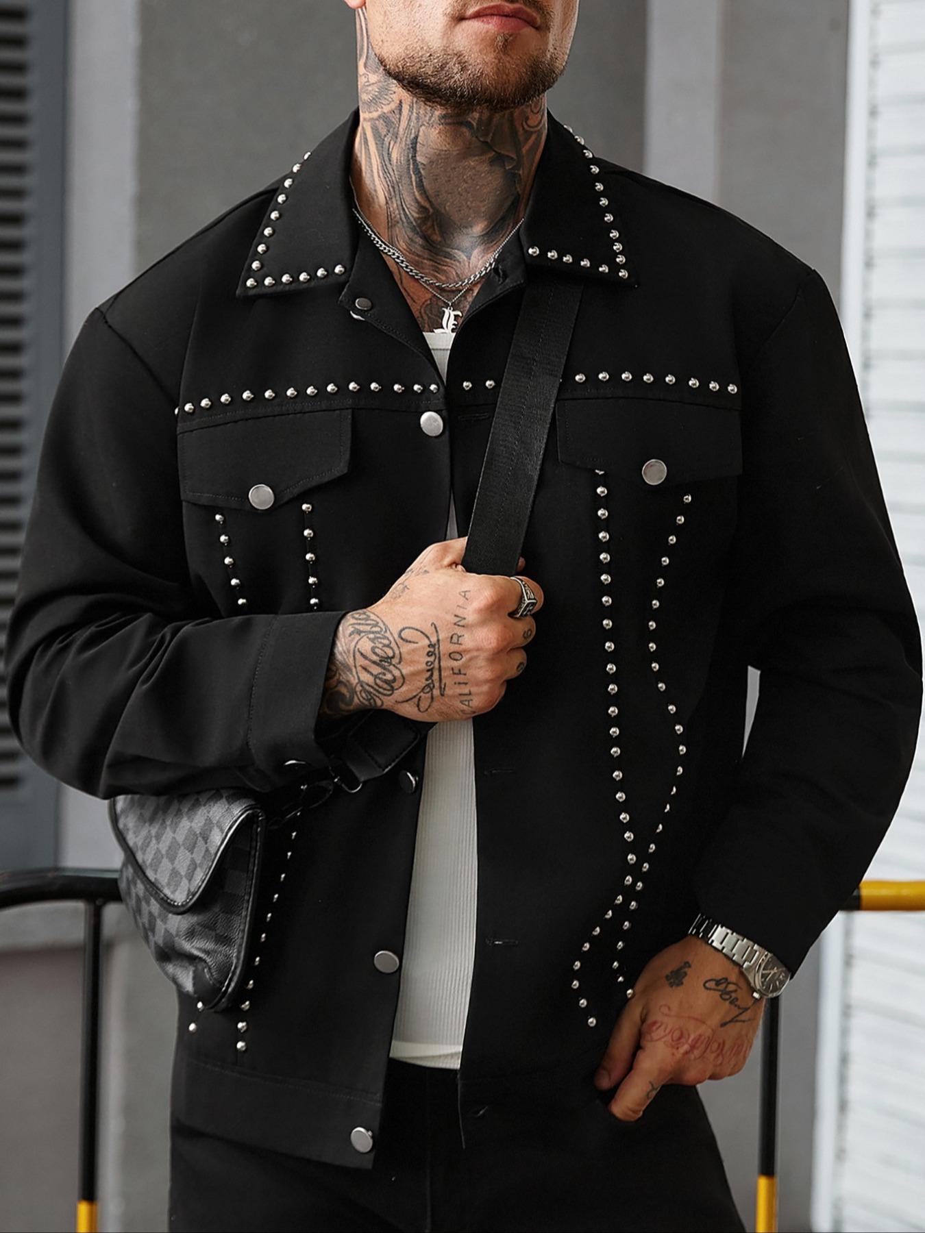 Men's Jacket Coat, Stylish Casual Fitted Plain Long Sleeve Outerwear for Everyday Wear, Comfortable and Durable, Perfect for All Seasons, Street Fashion Outerwear, Trendy Men's Clothing