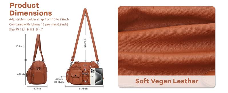 Angel Kiss Hobo Crossbody Purses for Women Shoulder Bag Multipocket Soft Hobo Purses Removable Strap Leather Handbags springtok