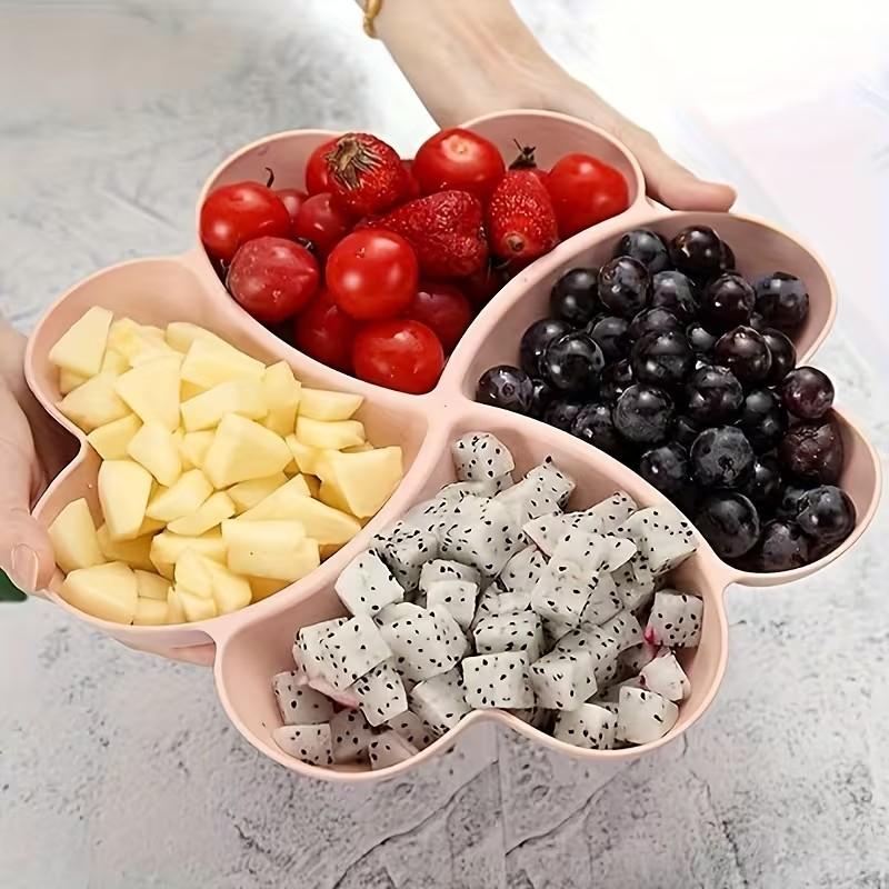 Heart-Shaped Clover Fruit Tray, Creative Snack Organizer for Home, Living Room Storage Bins, Partitioned Small Treats Fruit Bowl