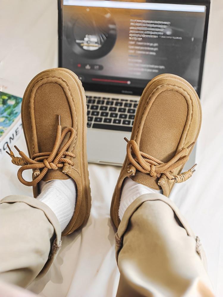 1 Pair of Men's Platform Casual Shoes: Retro Workwear Style, Personalized Thick Rope Laces + Anti-slip Wear-resistant Outsole, Ideal for Men's Daily Streetwear & Casual Outings