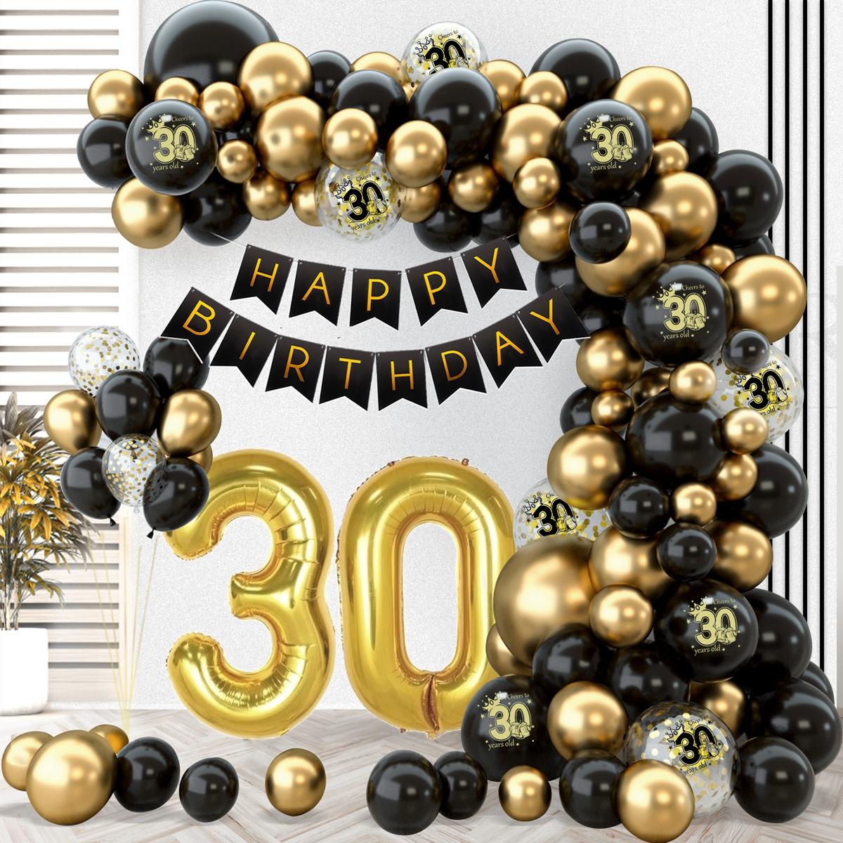 30th 40th Birthday Balloon Garland Banner Set,88pcs Gold Black 30 40 50 Birthday Confetti Balloon Decoration,30 Years Old Happy 30th Birthday Party Banner Decor