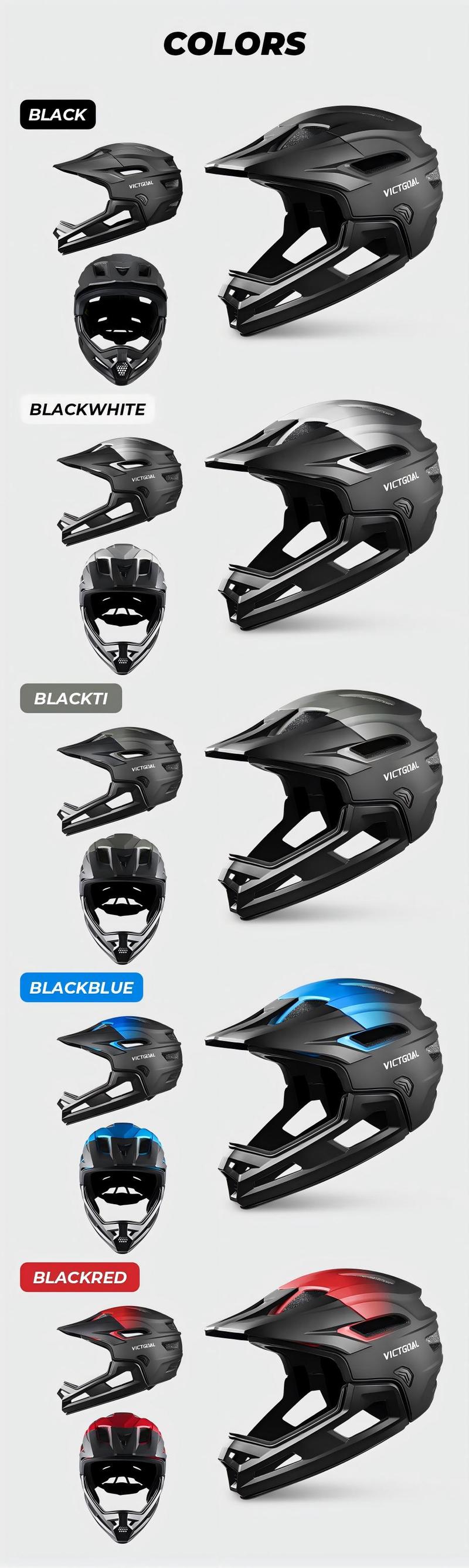 VICTGOAL Adult Detachable Mountain Bike Full Face Helmet, Men's Bicycle Head Protection, Off-Road MTB Safety Gear, Mbx Bmx Helmets, Motocross Helmet