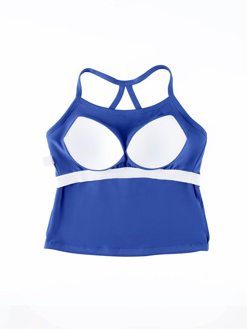 3-Pack Women's Cross Back Long Stretch Sports Bra with Built in Non-Removable Pads for Gym Wear