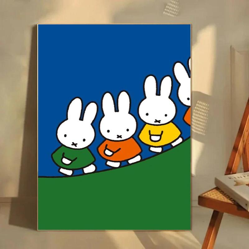 Cute Classic Dutch Cartoon Character M-Miffy Poster HD Printed Poster With Ultra-clear Resolution Waterproof And Moisture-proof Suitable For Bedroom Living Room Bar Restaurant Cafe Wall Decoration As Gift